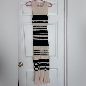 Never Fully Dressed Black and Cream Striped Maxi Dress
